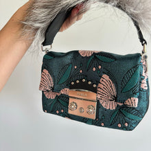 Load image into Gallery viewer, FURLA Metropolis Nuvola Fur Accent Detachable Handle Mini Handbag Pink Blue
