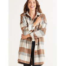 Load image into Gallery viewer, Evereve Raye Plaid Pattern Collared Pockets Button Front Shacket Brown XS
