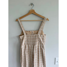 Load image into Gallery viewer, Emory Park Plaid Square Neck Wide Leg Sleeveless Jumpsuit Beige M
