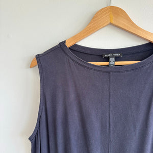 Eileen Fisher Drawstring-Waist Sleeveless Crewneck Dress Navy L
