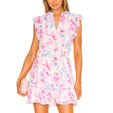 Load image into Gallery viewer, BB Dakota Steve Madden Floral Vibes Ruffle Trim Sleeve Dress Pink M
