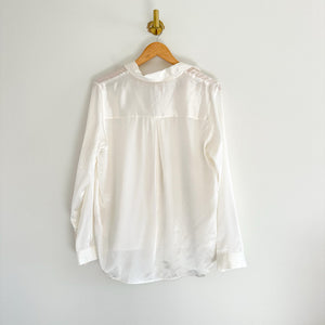 NWT L'Agence Tyler Silk Button Front Shirt Blouse Ivory L