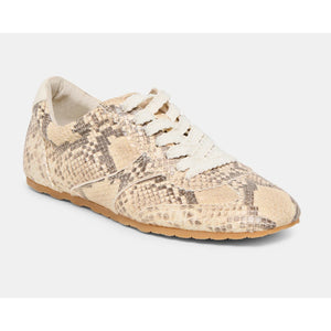 Dolce Vita Dorie Natural Snake Embossed Leather Lace Up Sneakers Brown 8.5 NEW
