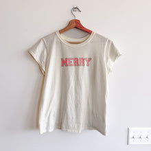 Load image into Gallery viewer, Recycled Karma Merry Minimalist Shrunken Baby Tee Pull On Top Cream L
