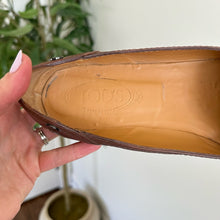 Load image into Gallery viewer, Tod's Leather Slip On Square Toe Penny Loafer Flats Brown 39.5 $495
