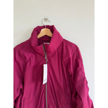 Load image into Gallery viewer, Athleta Jetset Zip Up Mock Neck Hooded Bomber Jacket Wildberry L NWT
