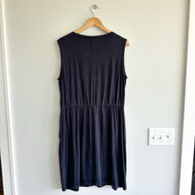 Load image into Gallery viewer, Eileen Fisher Drawstring-Waist Sleeveless Crewneck Dress Navy L
