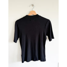 Load image into Gallery viewer, Madewell Drapey-Rib Mock Neck Short Sleeve Pullover Casual Top Black S
