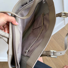 Load image into Gallery viewer, Tory Burch Robinson Saffiano Leather Adjustable Strap Tote Bag Light Gray
