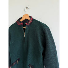 Load image into Gallery viewer, Icelandic Design Nordic Zip Up Wool Mock Neck Cardigan Green S
