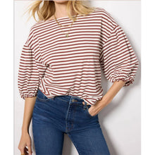 Load image into Gallery viewer, Nation LTD Sandra Boat Neck Organic Cotton Top Rust White S
