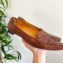 Load image into Gallery viewer, Tod's Leather Slip On Square Toe Penny Loafer Flats Brown 39.5 $495
