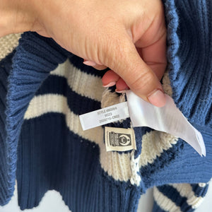 Madewell Wide Rib Turtleneck Sweater Navy White M