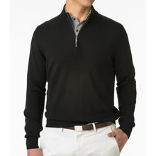 Load image into Gallery viewer, Fairway &amp; Green Baruffa Merino Long Sleeve 1/4 Zip Pullover Windsweater Black
