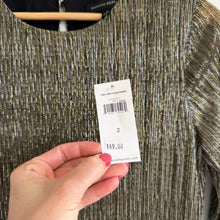 Load image into Gallery viewer, Banana Republic Shimmer Long Sleeve Mini Dress Gold 2 NWT
