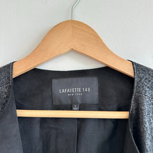 Load image into Gallery viewer, Lafayette 148 Anasophia Leather Metallic Jacket in Black Metal L
