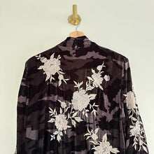 Load image into Gallery viewer, NWT Johnny Was Santal Velvet Embroidered Floral Print Kimono Coat Black M
