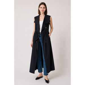 Boss Hugo Boss Canymea Runway Edition Cinch Waist Long Duster Vest Black NWT