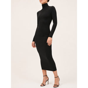 Good American Sundown Mock Neck Long Sleeve Midi Dress Black 3