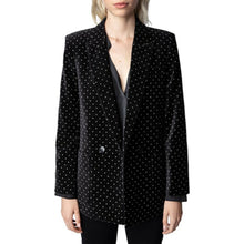 Load image into Gallery viewer, Zadig &amp; Voltaire Visko Velvet Glitter Dots Wool Single-Breasted Blazer Black 42
