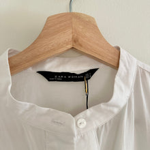Load image into Gallery viewer, NWT Zara Half Sleeve Henley Neck Lightweight Mini Shirt Dress White L
