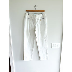 J. McLaughlin Zip Pockets High Rise Straight Leg Casual Pants White 8