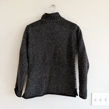 Load image into Gallery viewer, Vintage Laundromat 100% Wool Houndstooth Full Zip Sweater Jacket Black Grey M
