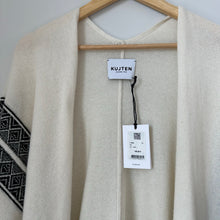 Load image into Gallery viewer, Kujten Cape Liv 2-Threads Cashmere Fringed Open Front Cape Sweater Beige OS NWT
