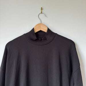 Eileen Fisher Stretch Jersey Knit Mock Neck Long Sleeve Top Black M