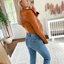 Load image into Gallery viewer, BCBGMaxAzria Leather Zip Front Long Sleeve Jacket Brown 2XS
