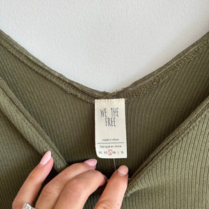 We The Free Free People Ribbed Oversized Top Moss S NWT