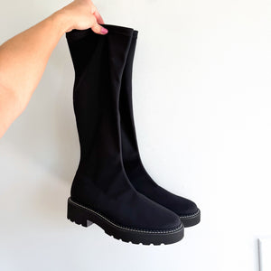 Paul Green Pull On Knee High Casual Platform Boots Black 7 NWT