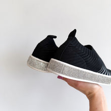 Load image into Gallery viewer, Bernie Mev Iris Low Top Rhinestone Side Pull On Sneakers Black 8
