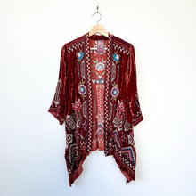 Load image into Gallery viewer, Johnny Was Velvet Embroidered Open Cardigan M Rust

