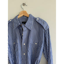 Load image into Gallery viewer, Rag &amp; Bone Nadine Pinstripe Long Sleeve Mini Shirt Dress Blue L
