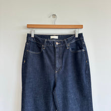 Load image into Gallery viewer, Oliver Logan Russel Denim High Waist Slit Hem Flared Jeans Blue 27
