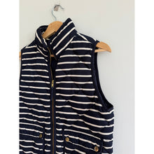 Load image into Gallery viewer, J.Crew Excursion Quilted Puffer Down Filled Striped Vest Navy Blue XS
