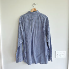 Load image into Gallery viewer, Faconnable Gingham Long Sleeve Cotton Button Up Shirt Blue XL

