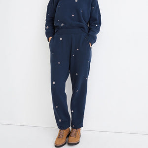 Madewell Airyterry Floral Embroidered High Waist Tapered Sweatpants Blue S