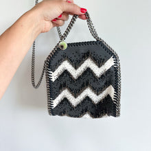 Load image into Gallery viewer, Stella McCartney Embellished Chevron Falabella Crossbody Bag Black White
