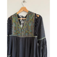 Load image into Gallery viewer, Free People Much Love Embroidered V-Neck Long Sleeve Tunic Top Black XS NWT
