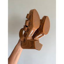 Load image into Gallery viewer, Kork-Ease Devon Woven Leather Embellished Open-Toe High Heels Brown 11M
