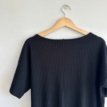 Load image into Gallery viewer, Eileen Fisher Tencel Stretch Rib Short Sleeve Dress Black M
