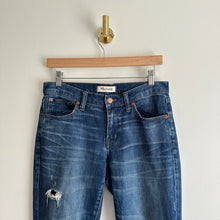 Load image into Gallery viewer, Madewell The Slim Boyjean Ripped Mid Rise Straight Leg Jeans Blue 25
