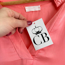 Load image into Gallery viewer, Coastal Bloom Satin V-Neck Italian Dress Coral Pink NWT

