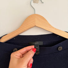 Load image into Gallery viewer, J. Crew Buttoned Boat Neck Cotton Blend Long Sleeve Sweater Navy Blue XL
