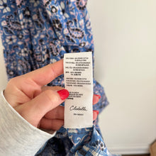 Load image into Gallery viewer, Cleobella Autumn Paisley Print Flutter Sleeve Smocked Midi Dress Blue L
