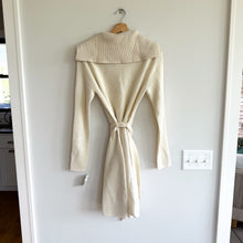 Load image into Gallery viewer, Julie Brown Snap Front Belted Oversized Collar Sweater Dress Ivory M NWT
