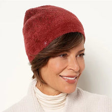 Load image into Gallery viewer, Barefoot Dreams CozyChic Lite Confetti Knit Beanie Hat Crimson-Rosewood OS NWT
