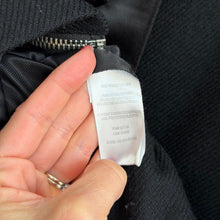 Load image into Gallery viewer, BCBGMaxazria Satin Detail Zip Up Ruffle Hem Peplum Military Jacket Black M

